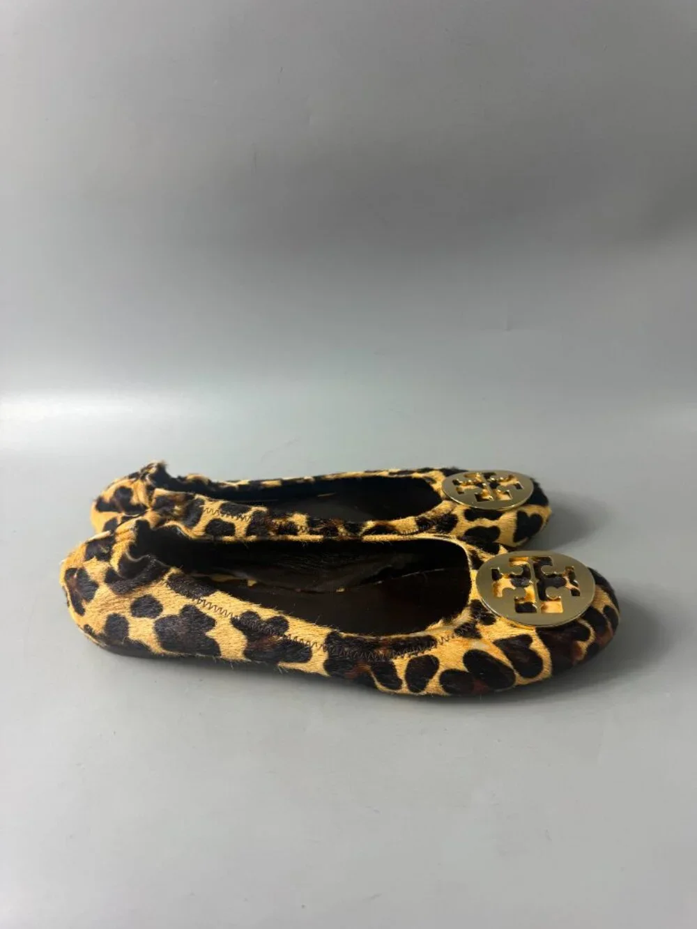 Tory Burch Reva Leopard Calf Hair Animal Print Ballet Flats, Size 9 1/2